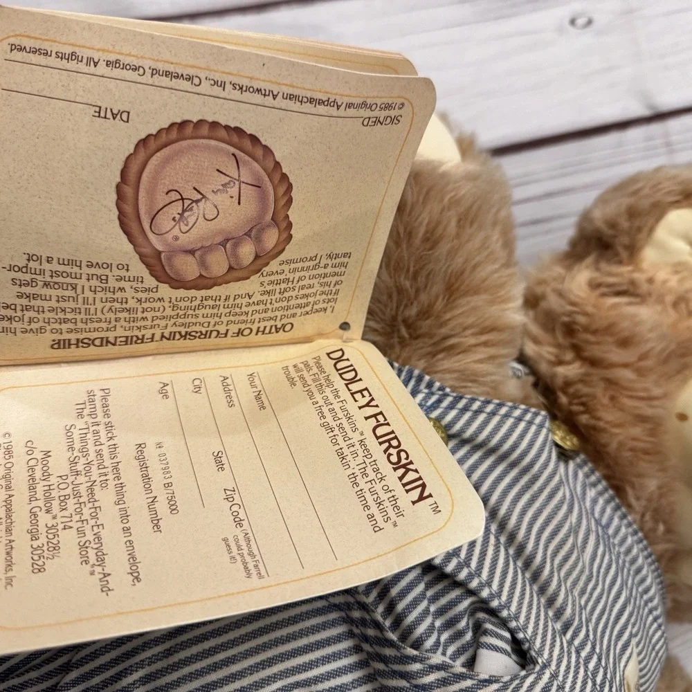 1984 Furskins Dudley Teddy Bear‎ Plush Xavier Roberts 22